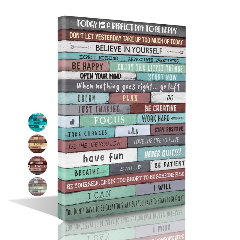 Istrion Inspirational Wall Art Framed Canvas 12 x 16 in (Turquoise) - Motivational Positive Quotes Rustic Wall Arts Decor for Home Office Bathroom Bedroom Kitchen Classroom Gym - Image 1